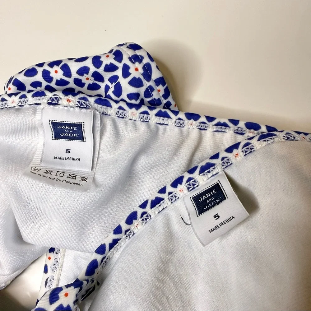 Janie and Jack Blue and White Kids Swim Set Size 5 GUC
